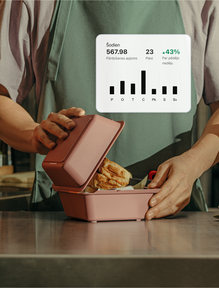 Ierīces ekrānā jebkurā laikā uzraugi rādītājus un vienkāršo nodokļu pārskatu sniegšanu, izmantojot lejupielādējamas atskaites.