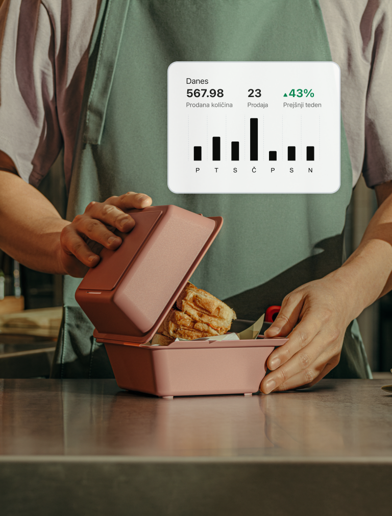 Ves čas spremljajte prodajo kar na zaslonu naprave in poenostavite davčno poročanje s poročili, ki jih lahko prenesete.