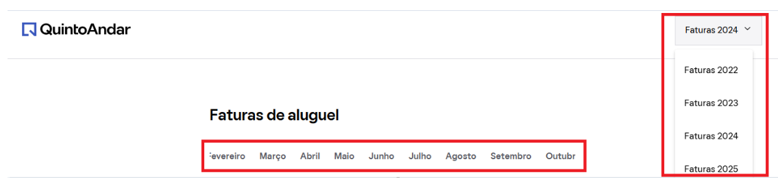 Histórico faturas aluguel IQ no site