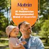 Orange background with text, “Motrin. First Pediatrician Recommended Brand of Ibuprofen”