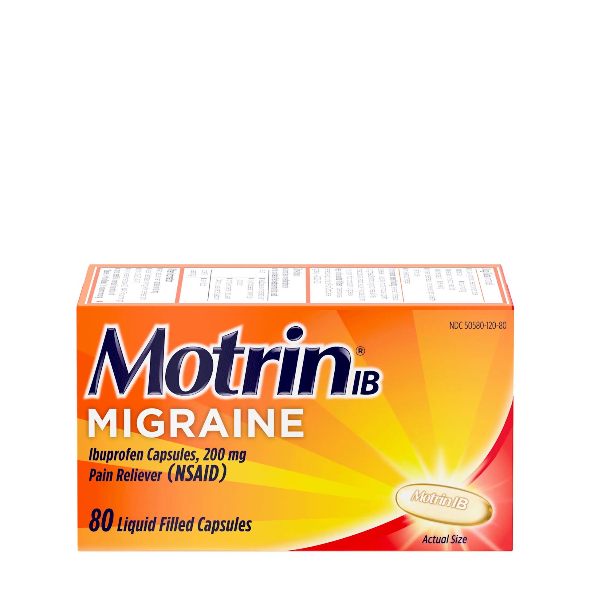 Motrin IB migraine capsules package