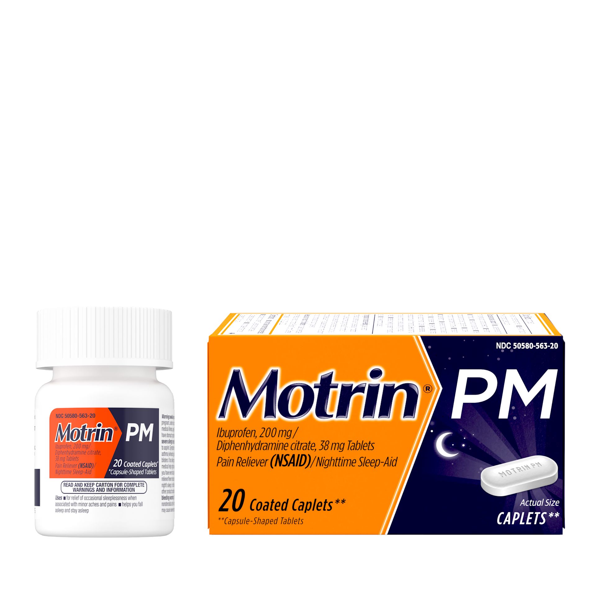 MOTRIN® PM Caplets, 200mg Ibuprofen & 38mg Sleep Aid for Pain Relief at Night - Image 1 - Motrin