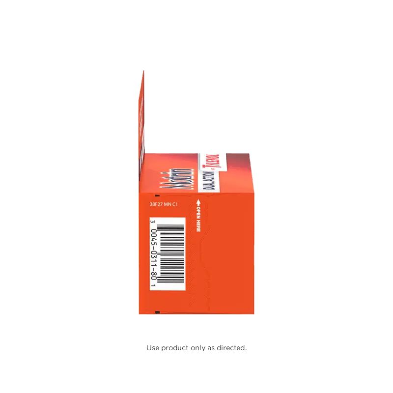 The side of a box of Motrin Dual Action with Tylenol that shows the UPC and barcode.