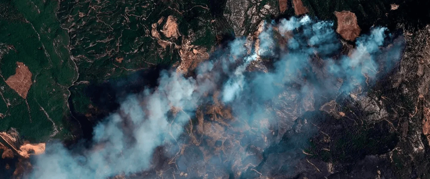 Wildfires as seen through a satellite image