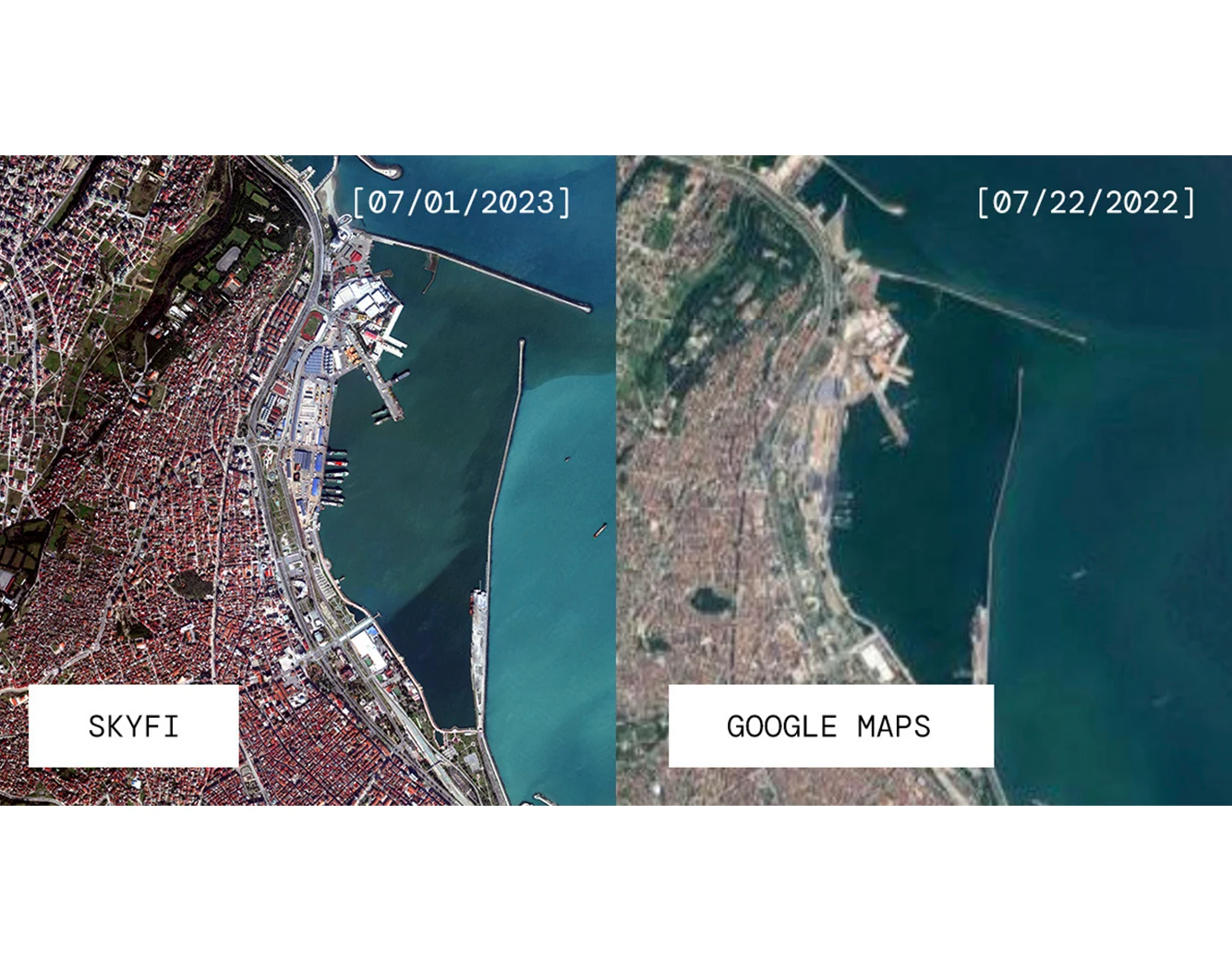 SkyFi versus Google Maps – Resolution (in remote locations)