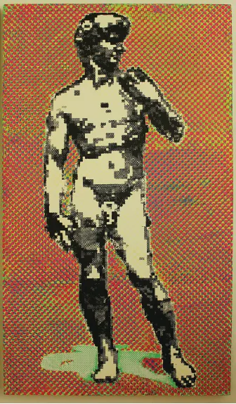 David´s deconstruction / silk screen and brush touch-ups / 200x113cm. / Signed by Fckwrs / Year: 2023