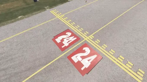 An image showing one of the many issues with MSFS 2024. This is doubling of Taxiway markings at EHAM Schipol Airport