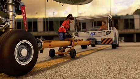 GSX simulation of pushback, image courtesy of FSDreamTeam.