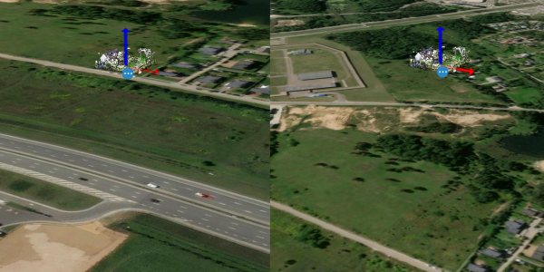 An asset geolocated 184 meters above the sea level.
Left: Cesium World Terrain, Right: Mean Water Level
