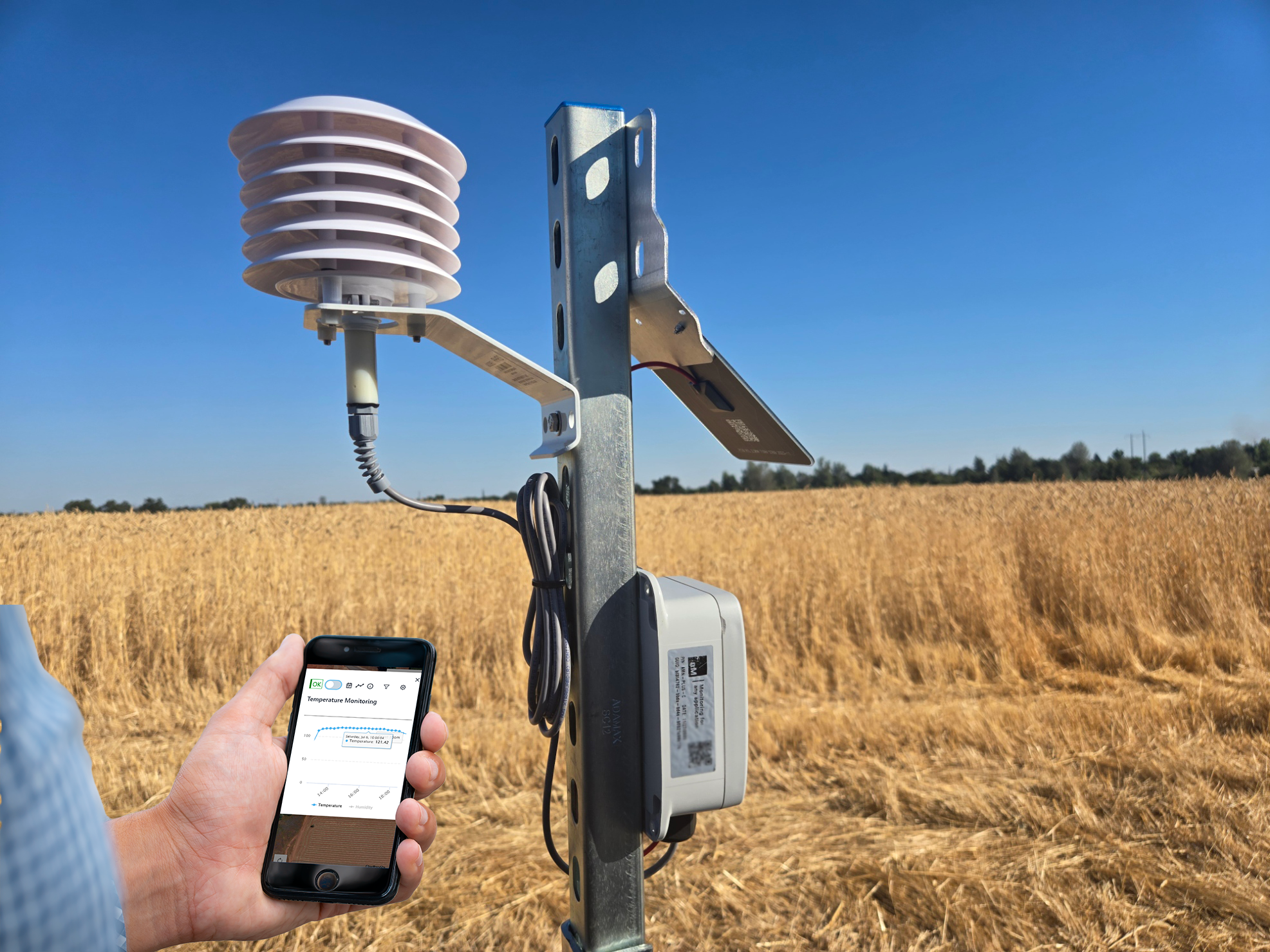 Weather station in a wheat field