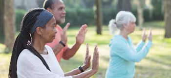 Group of seniors taking tai chi class