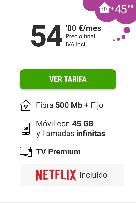 TARIFA 500MB +45 GB + TV