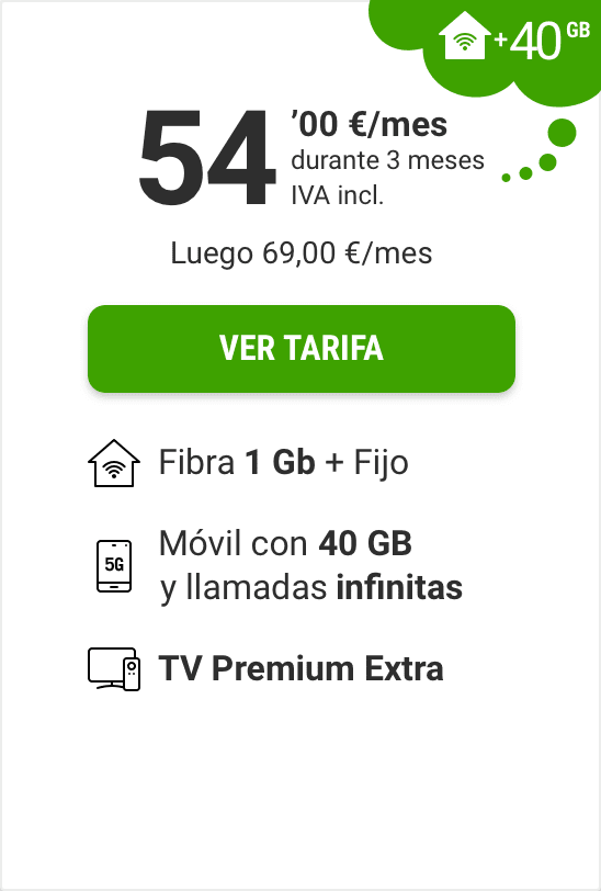 TARIFA 1GB +40 GB + TV