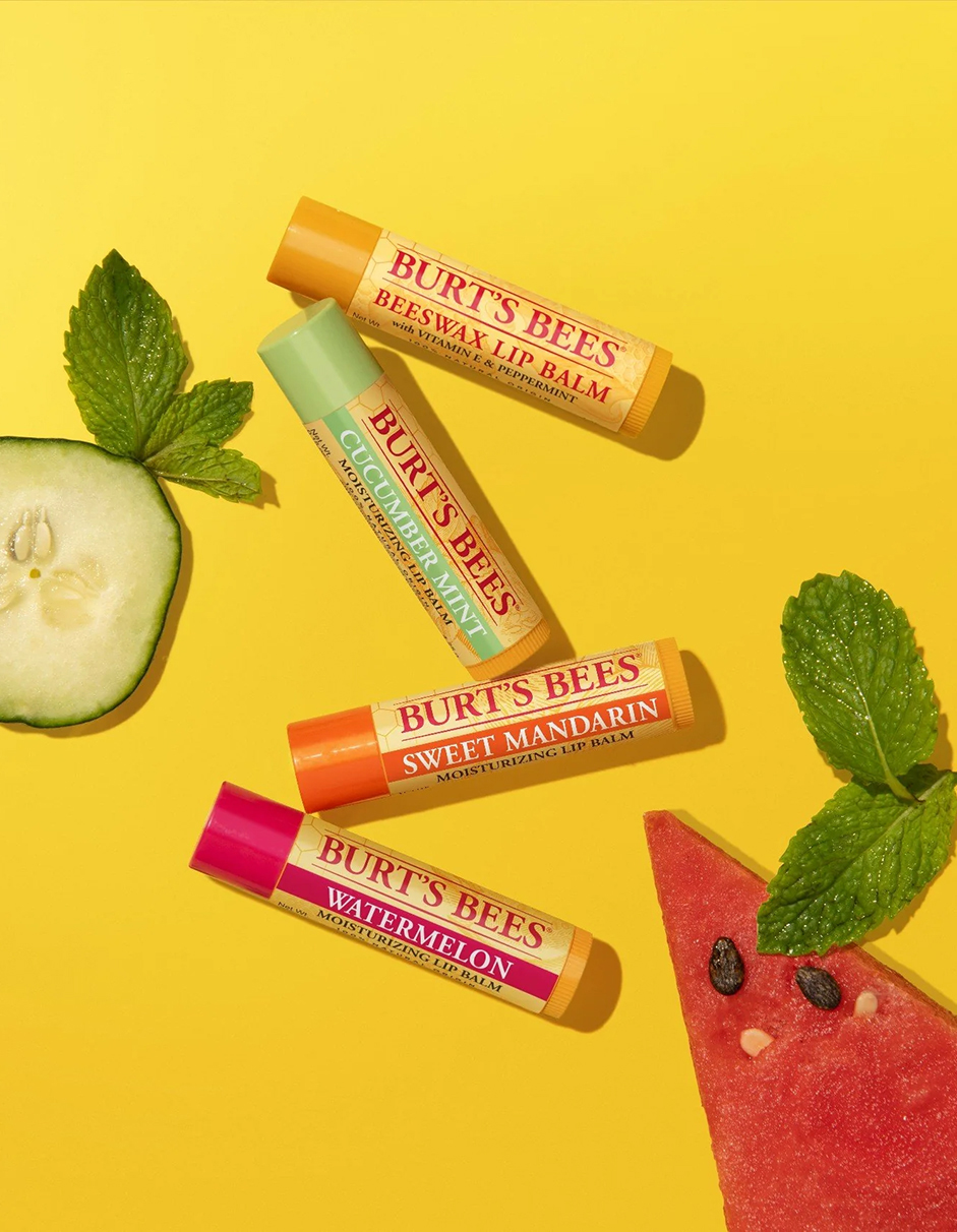 assorted lip balms with cucumber and watermelon