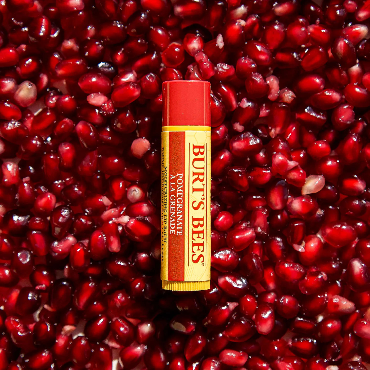 pomegranate lip balm with pomegranate seeds