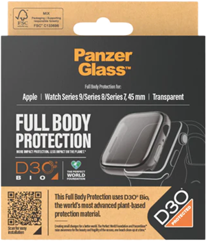 PanzerGlass Apple Watch 9 FullBody Stórt Glært D3O