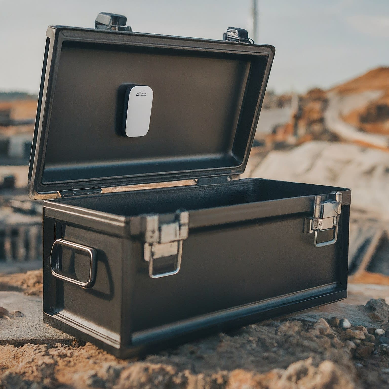 Tile slim attached to a toolbox