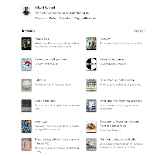 An example personal website (Source: https://www.nikunjk.com/)