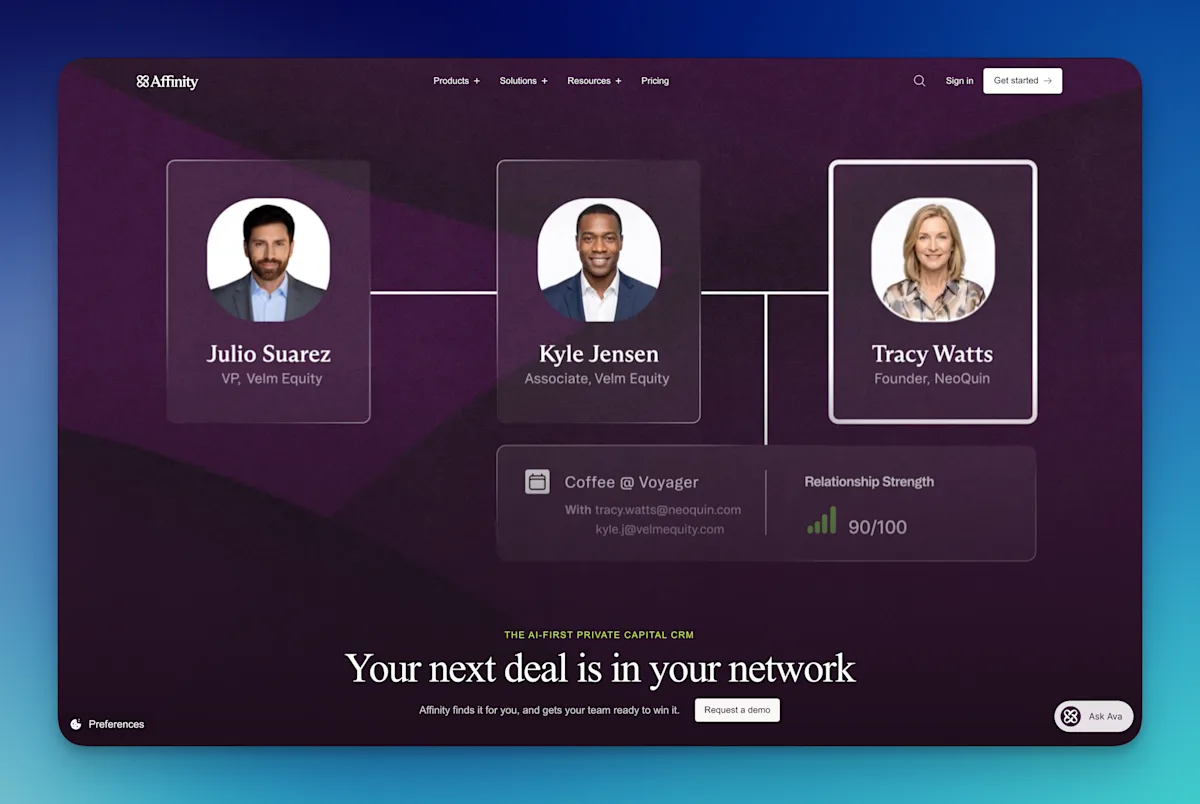 affinity landing page