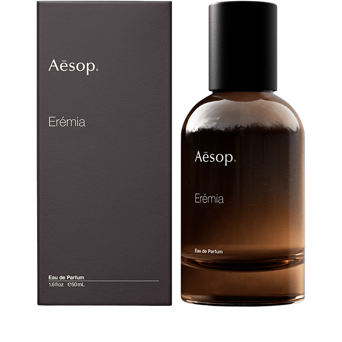 Carton and bottle of Erémia Eau de Parfum 50mL