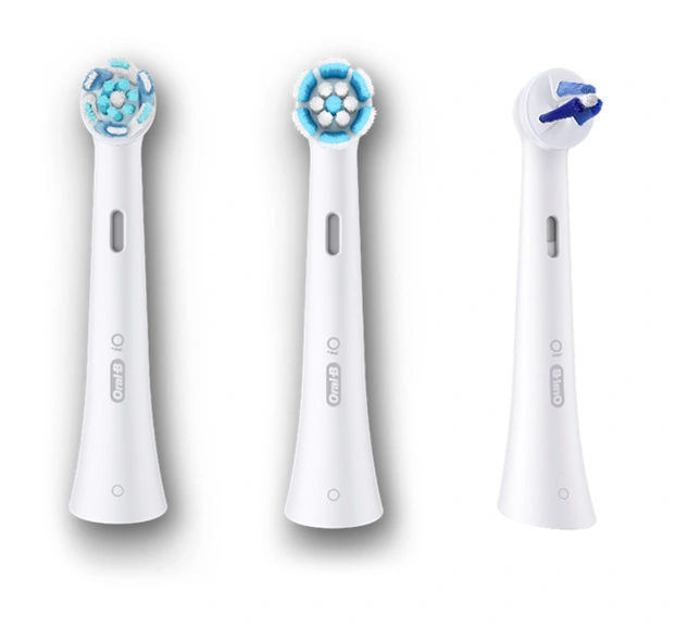 Chart showing a Oral-B iO power brush head features.