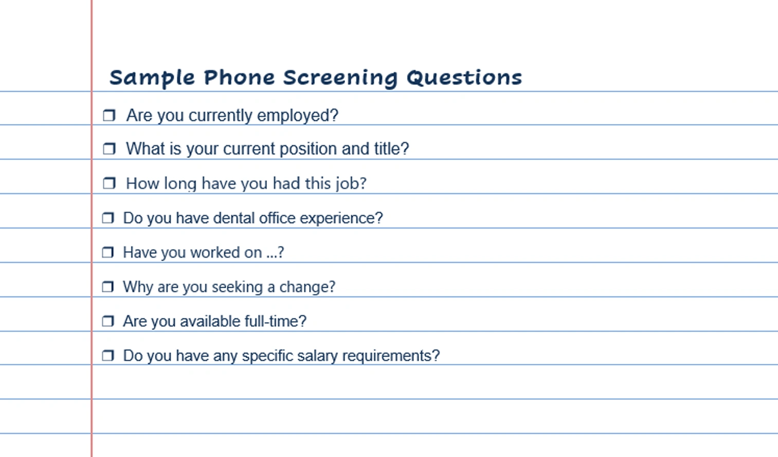 Sample Phone Screening Questions