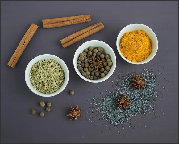 Photography showing various types of spices