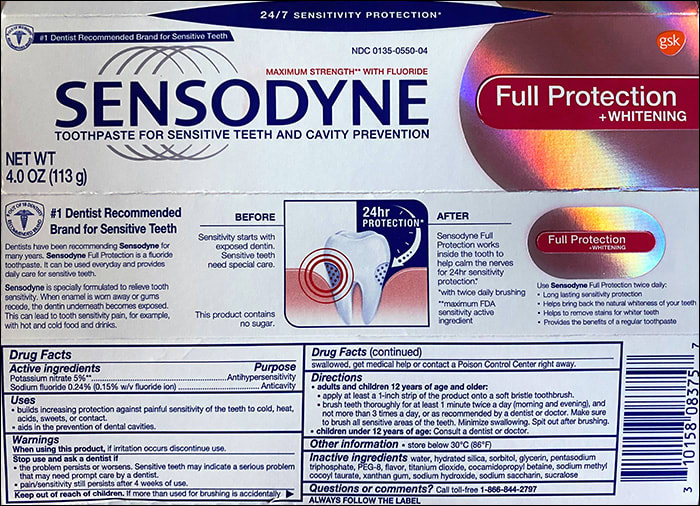 sensodyne toothpaste ingredients list