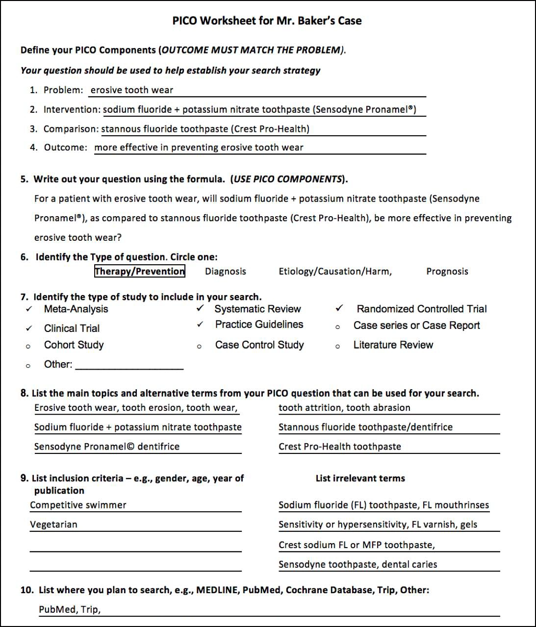 ce311 - PICO Worksheet