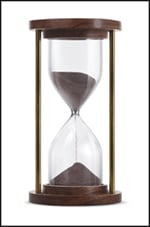 Photo of hourglass showing the passage of time.