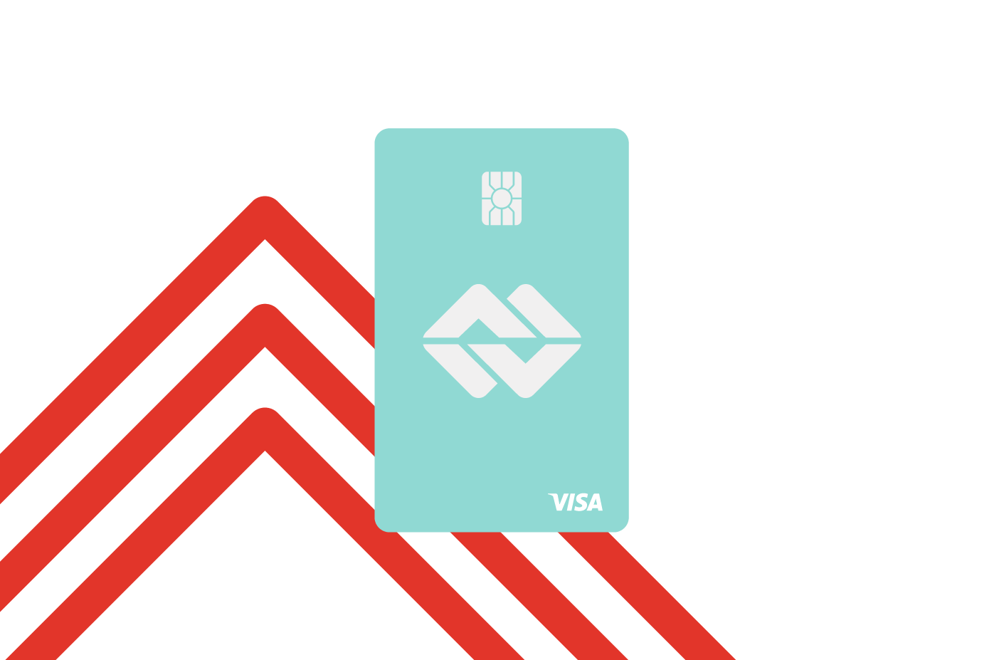 Blue Visa card illustration with transparent background and red stripes