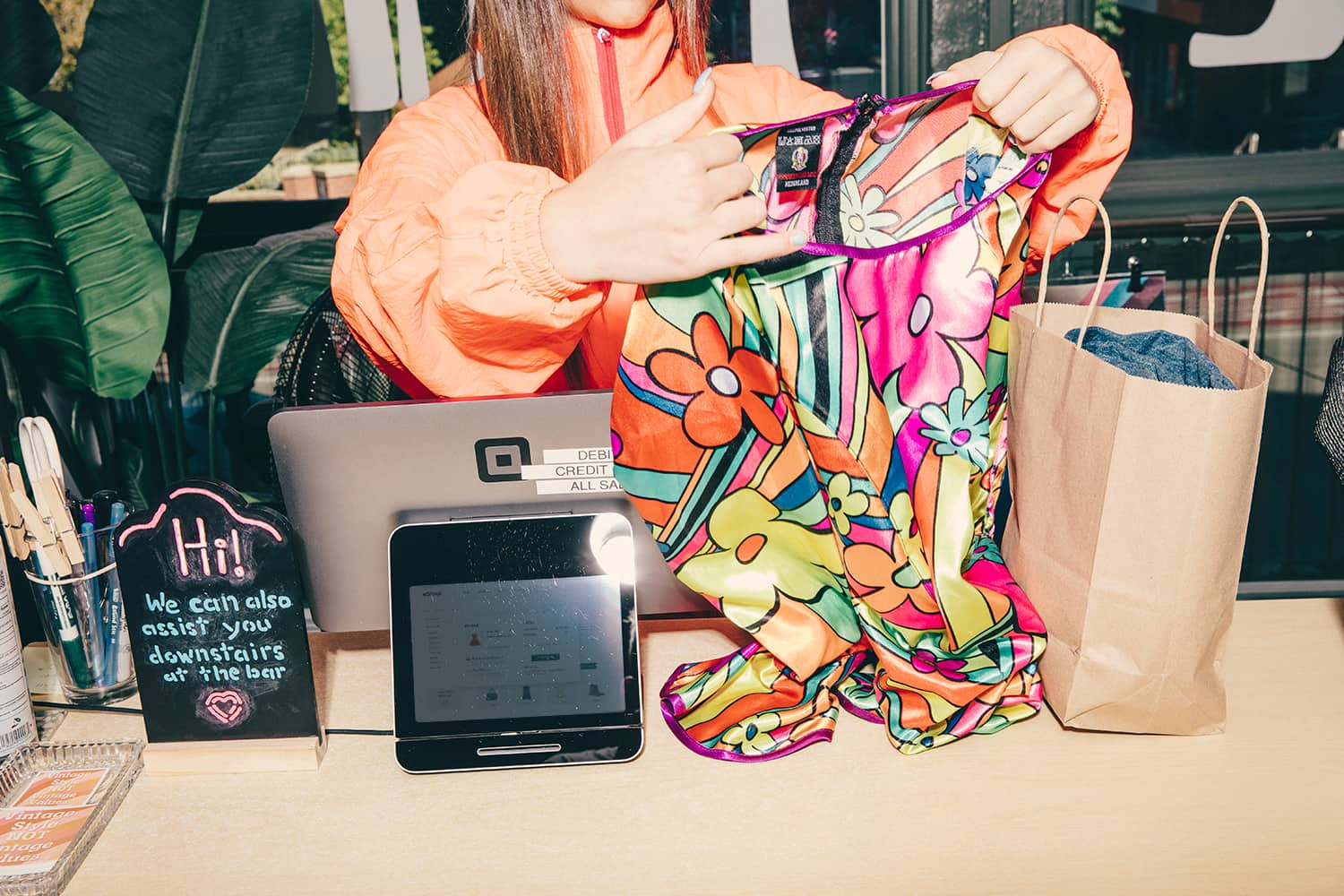 Woman checking out at a store