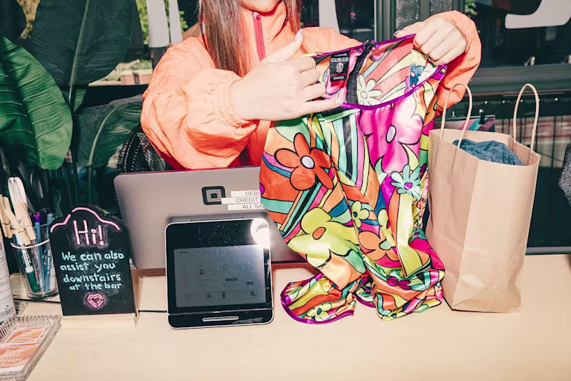 Woman checking out at a store