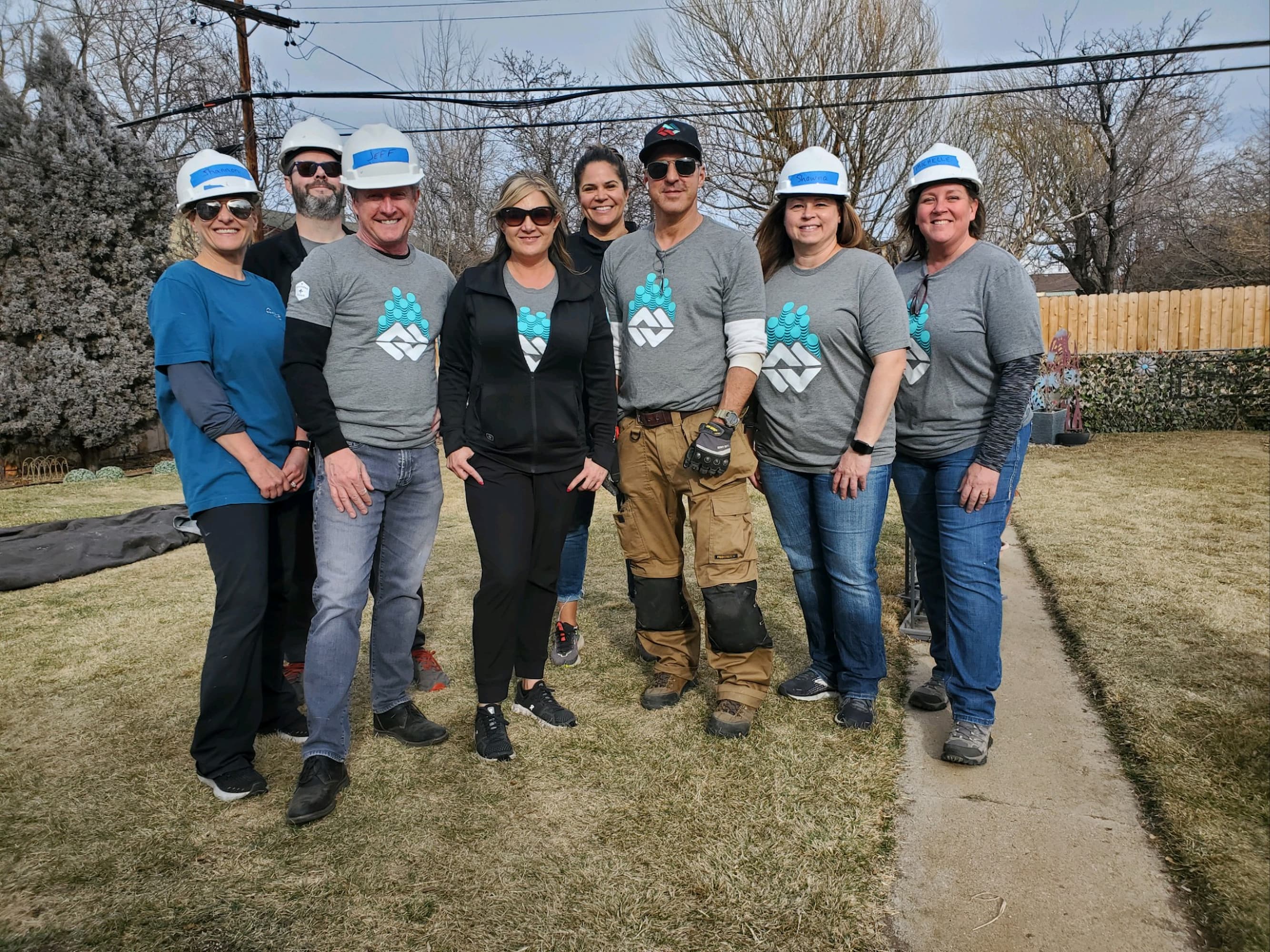 Photo of the Westerra team in matching t-shirts and hard hats