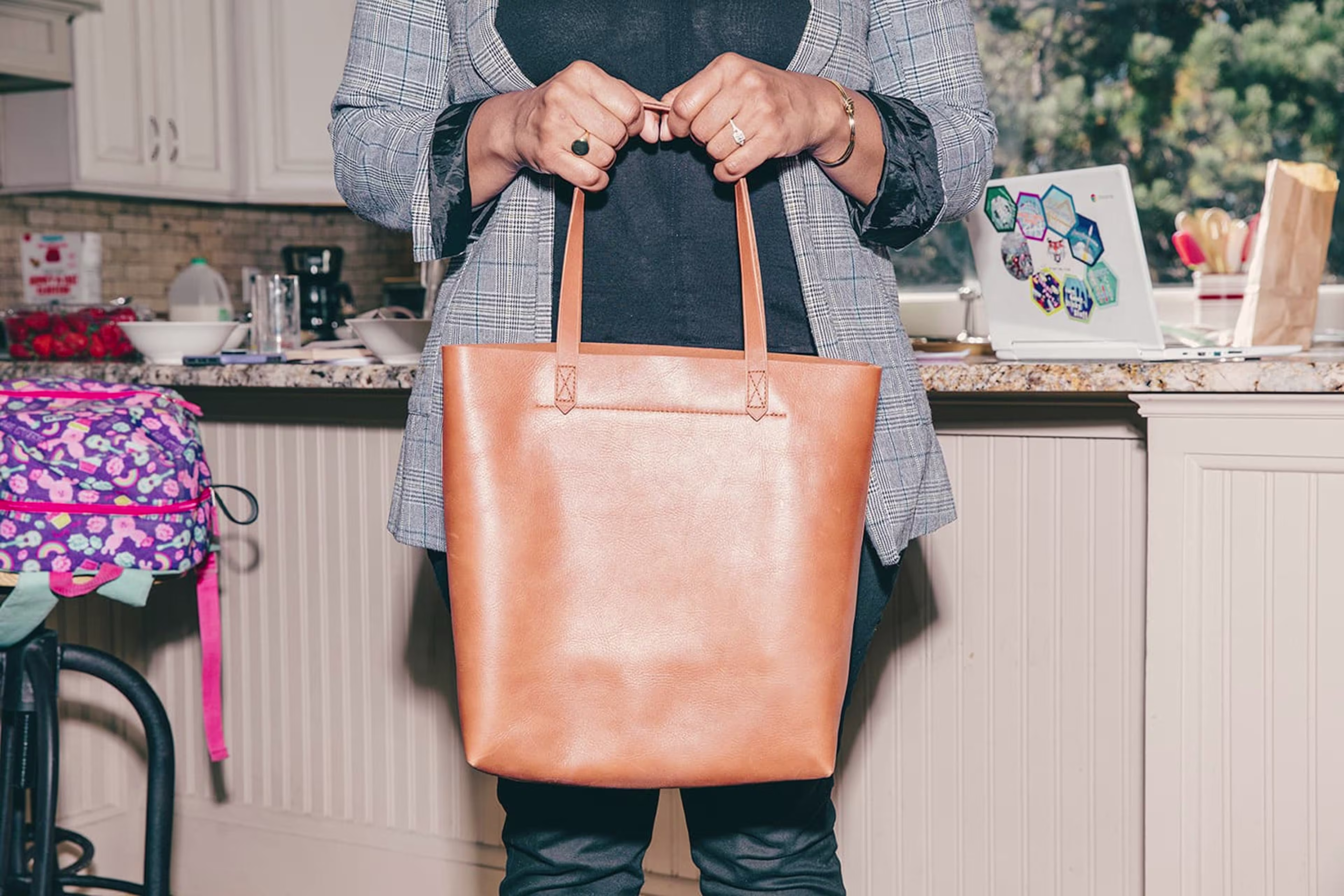 Woman holding purse