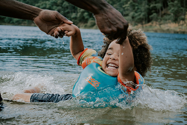 Child playing in water