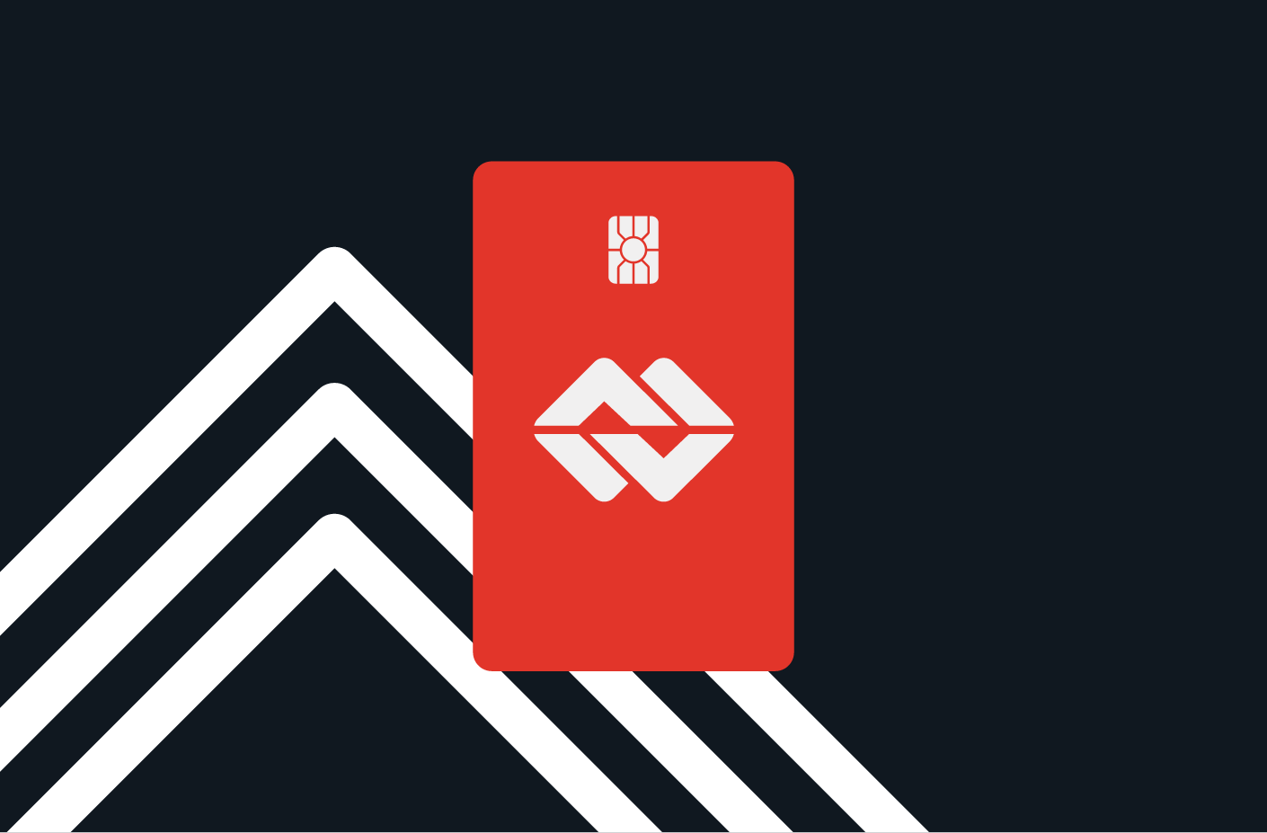 Red Visa card illustration on black background with white stripes