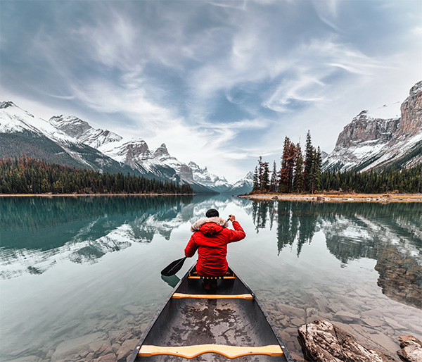 Canoe in a lake in Colorado