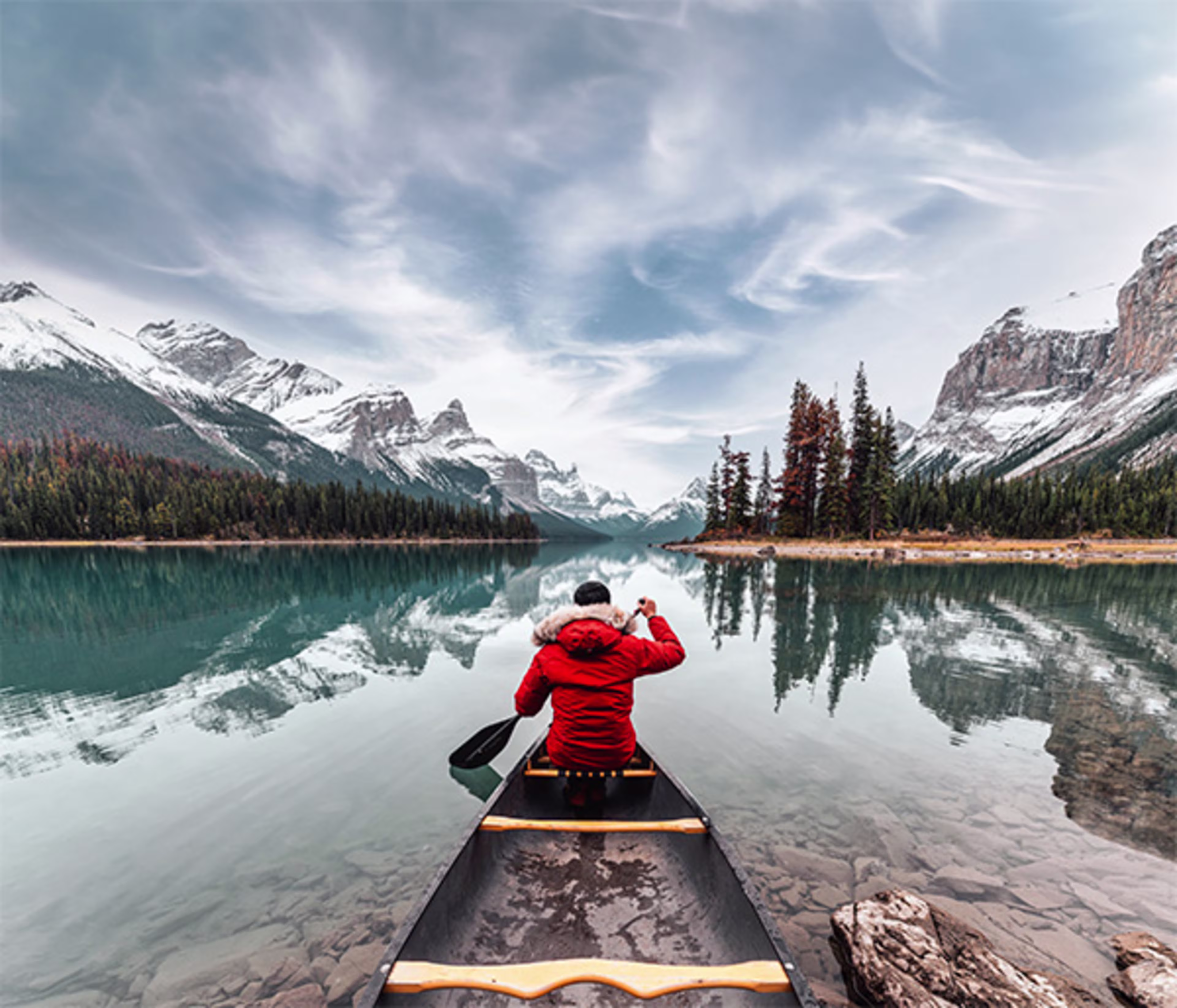 Canoe in a lake in Colorado