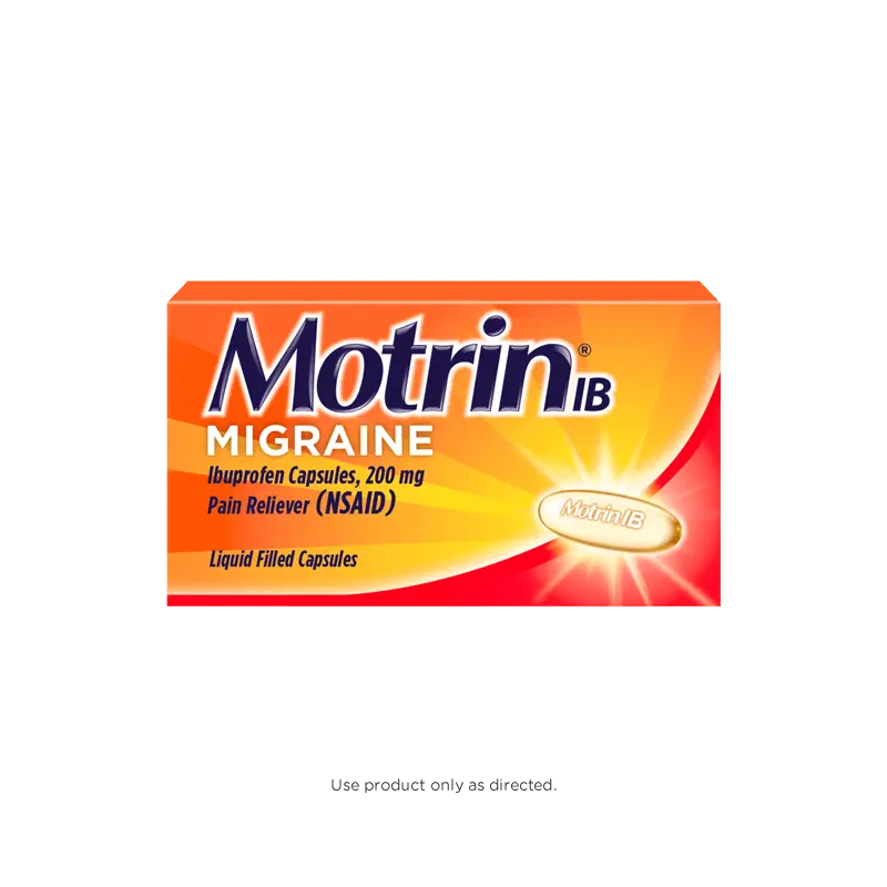 Motrin IB migraine capsules package