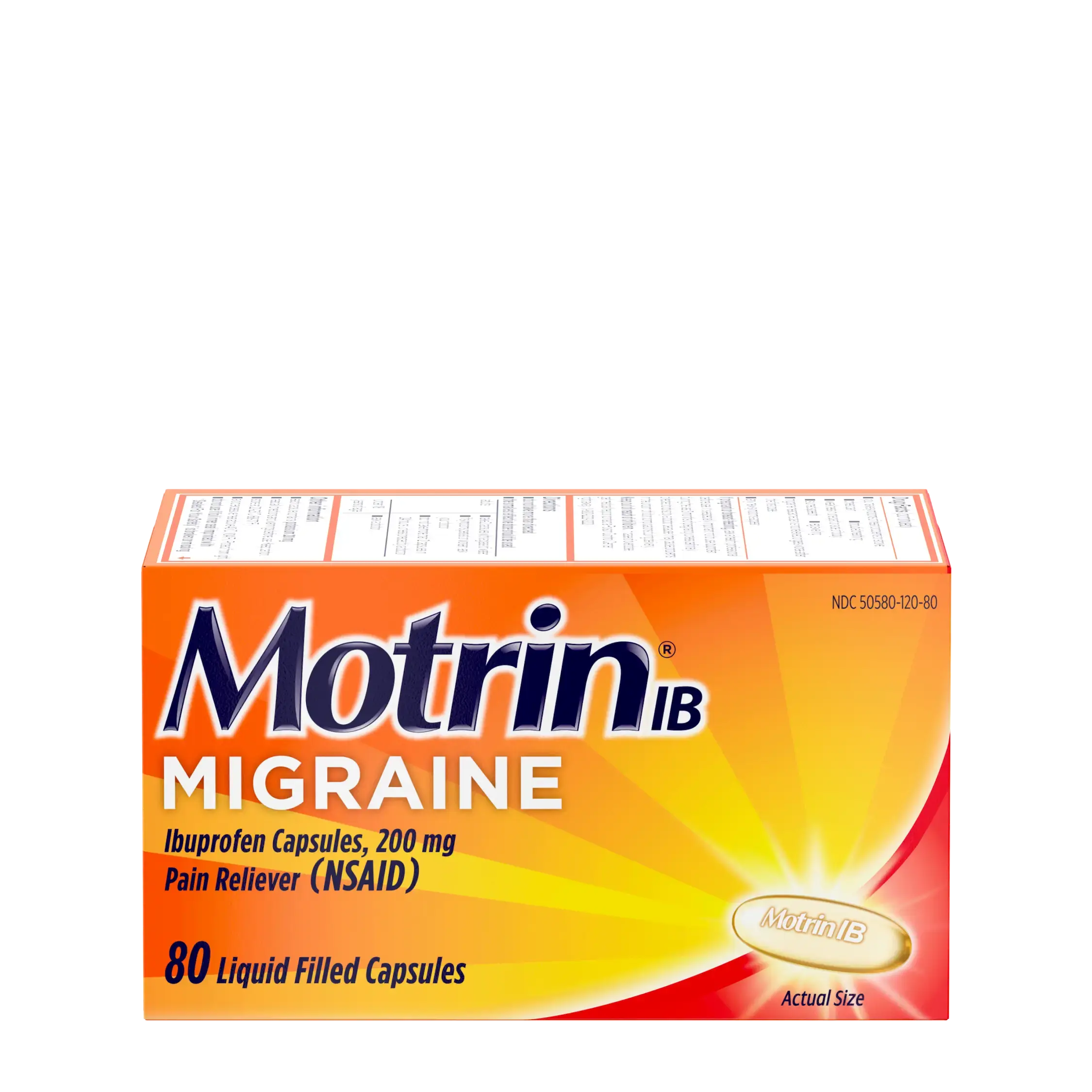 Motrin IB migraine capsules package