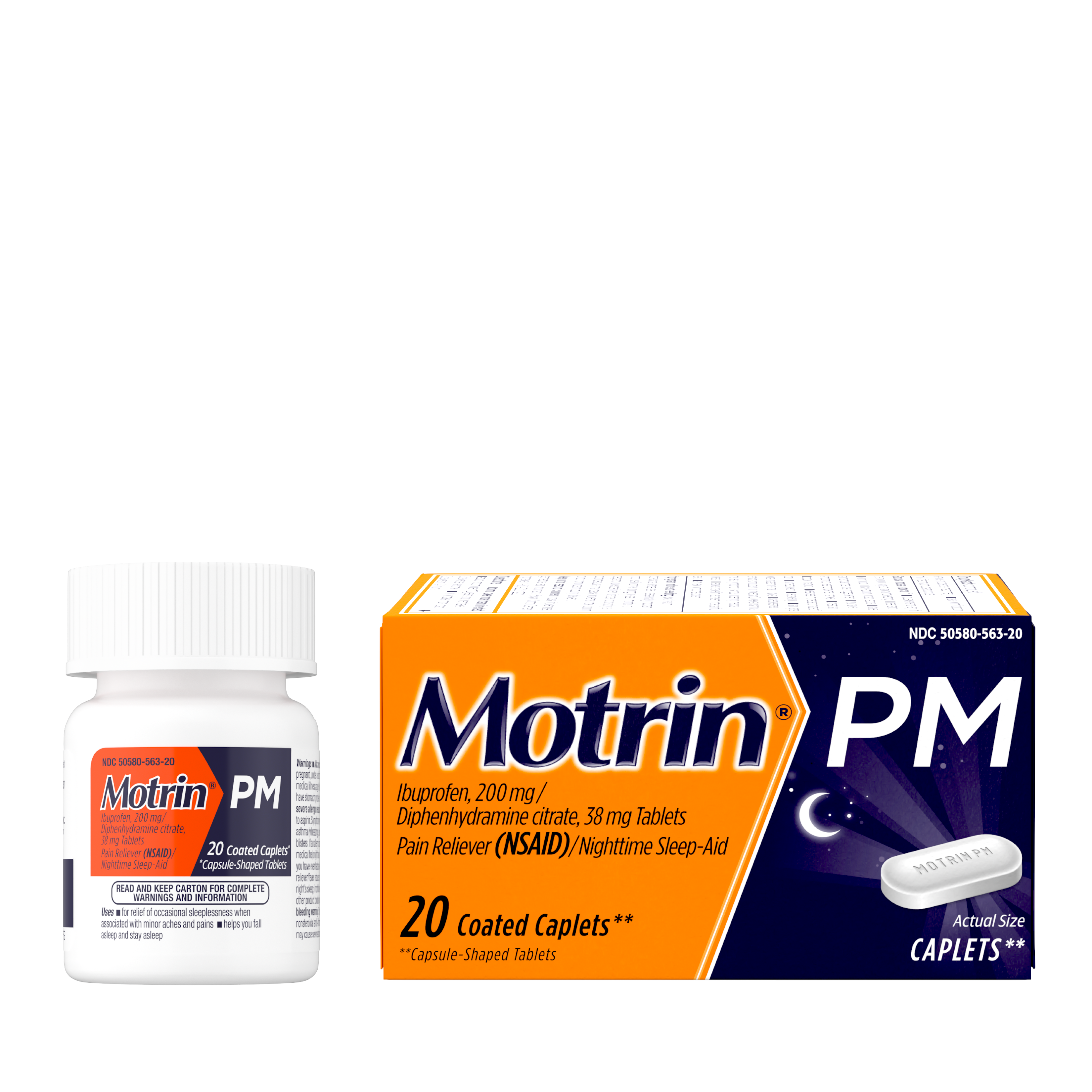 MOTRIN® PM Caplets, 200mg Ibuprofen & 38mg Sleep Aid for Pain Relief at Night - Image 1 - Motrin