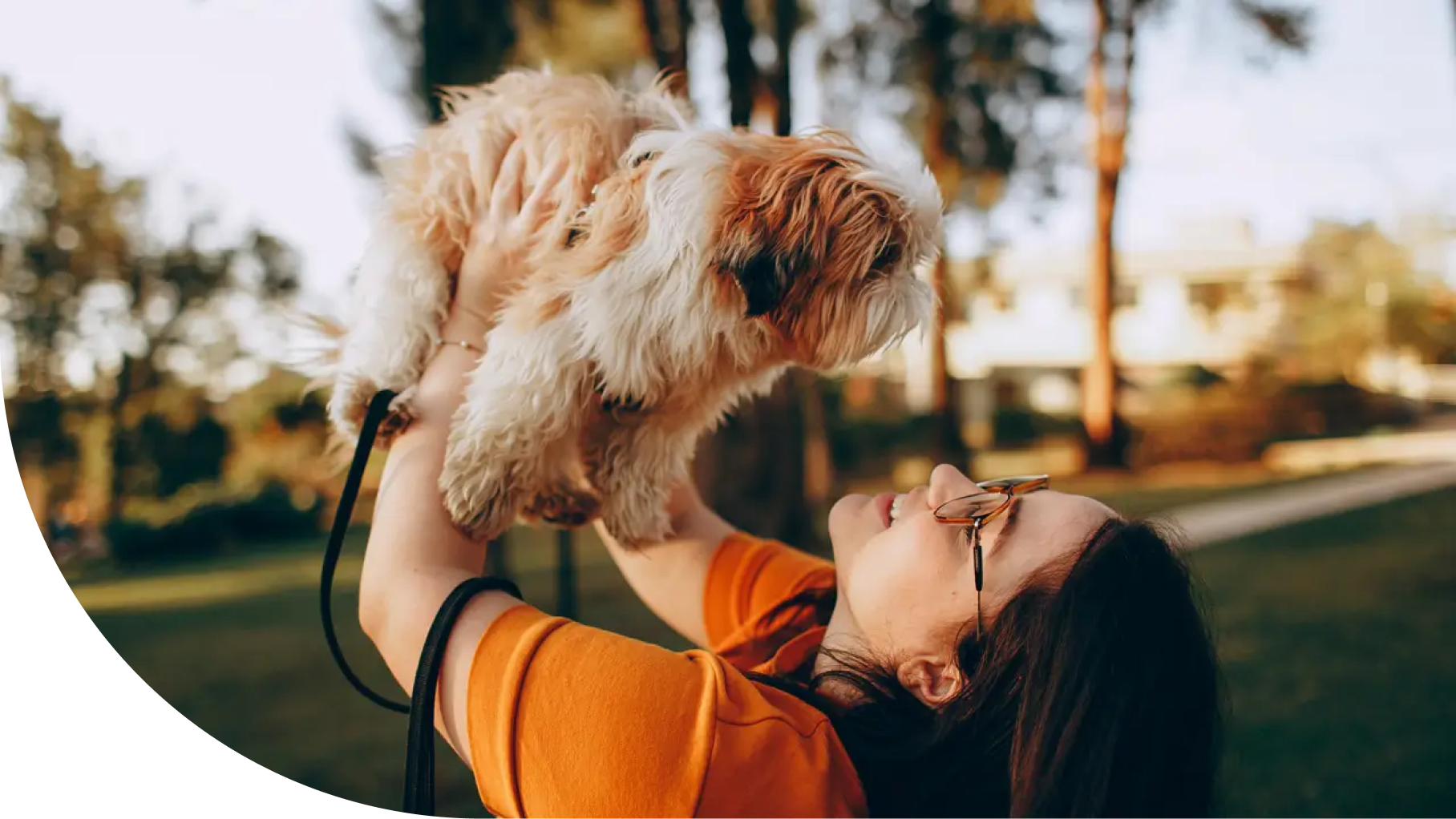 Woman holding puppy