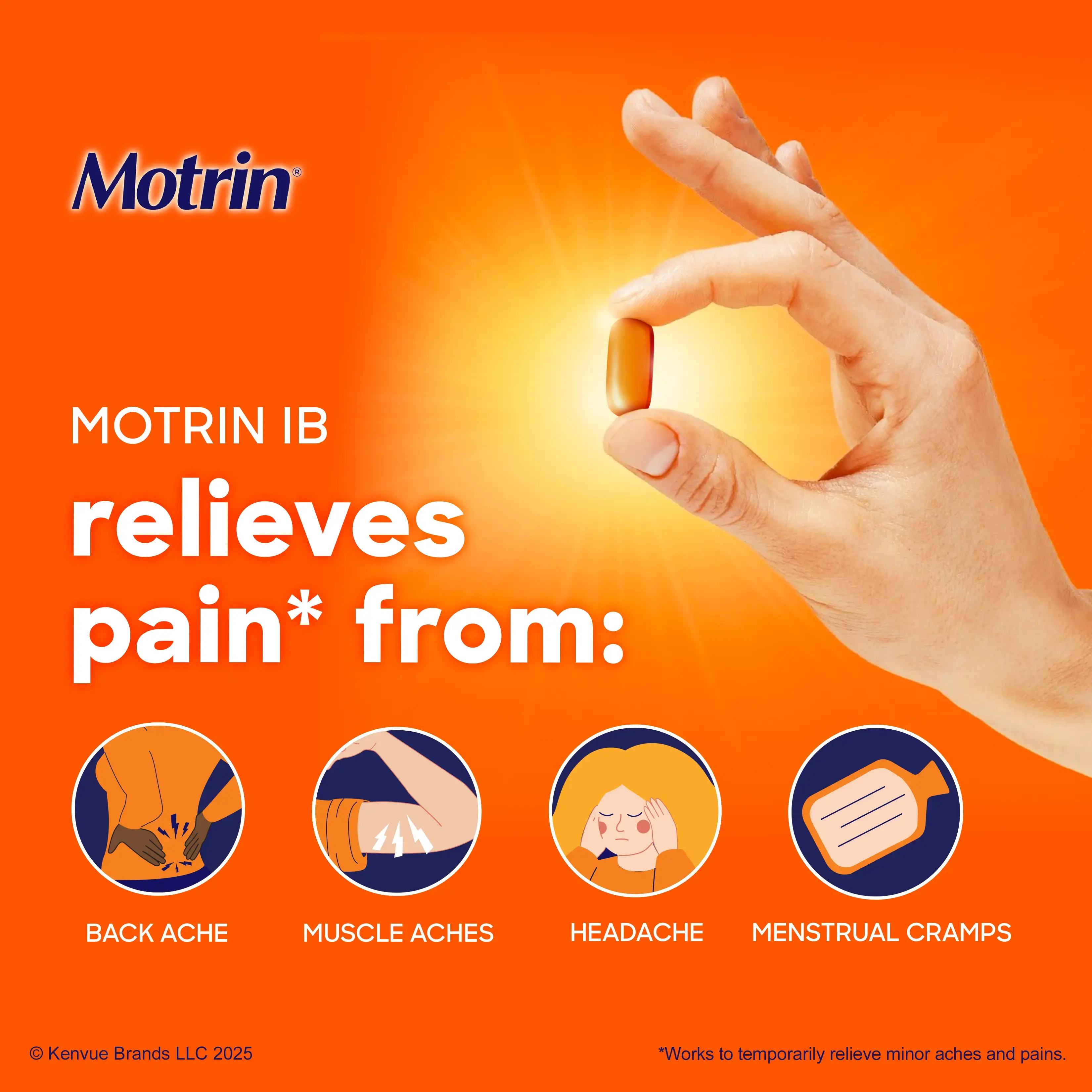 Motrin IB relieves pain