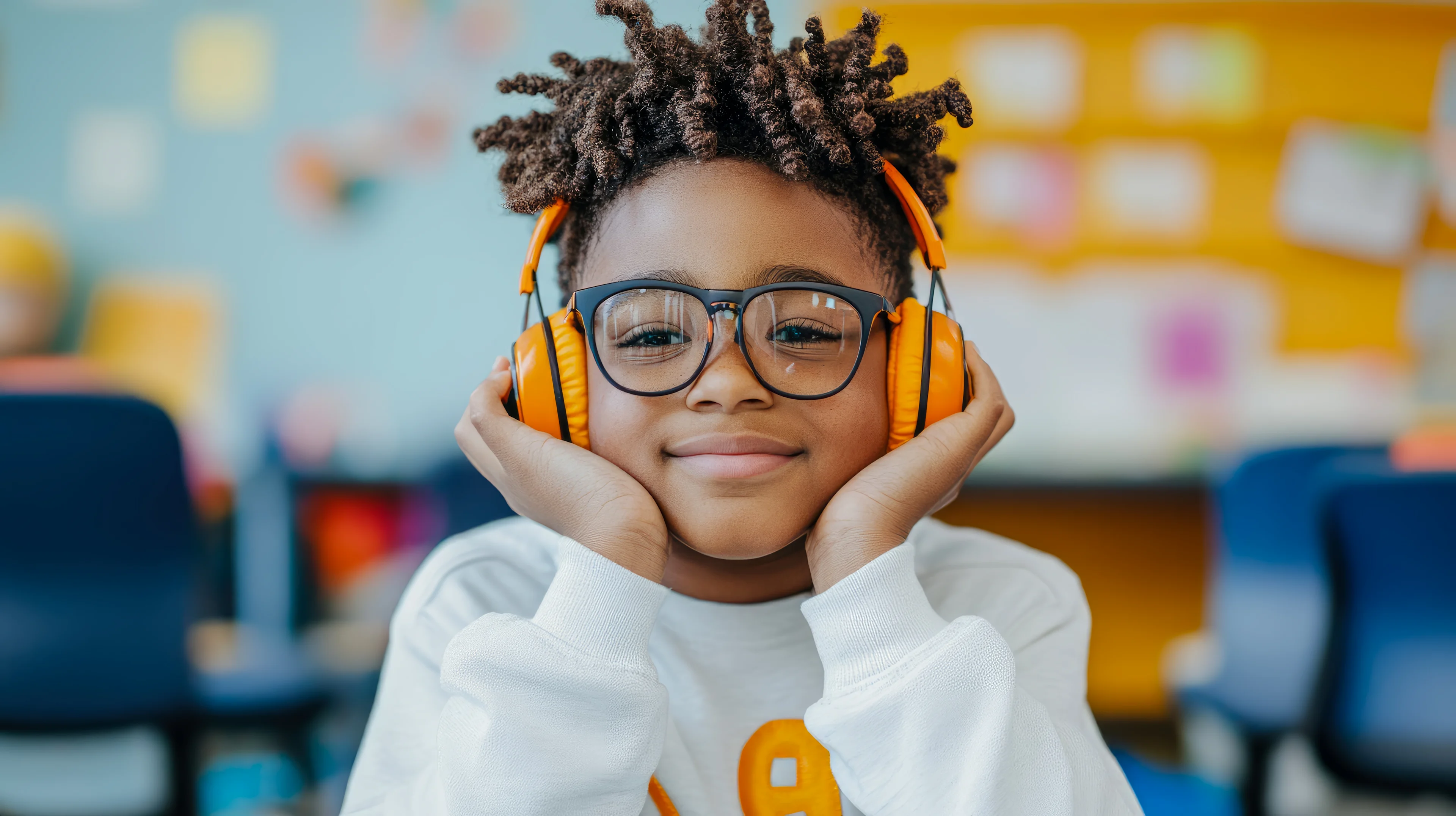Jeugd - Kind luistert naar muziek via koptelefoon