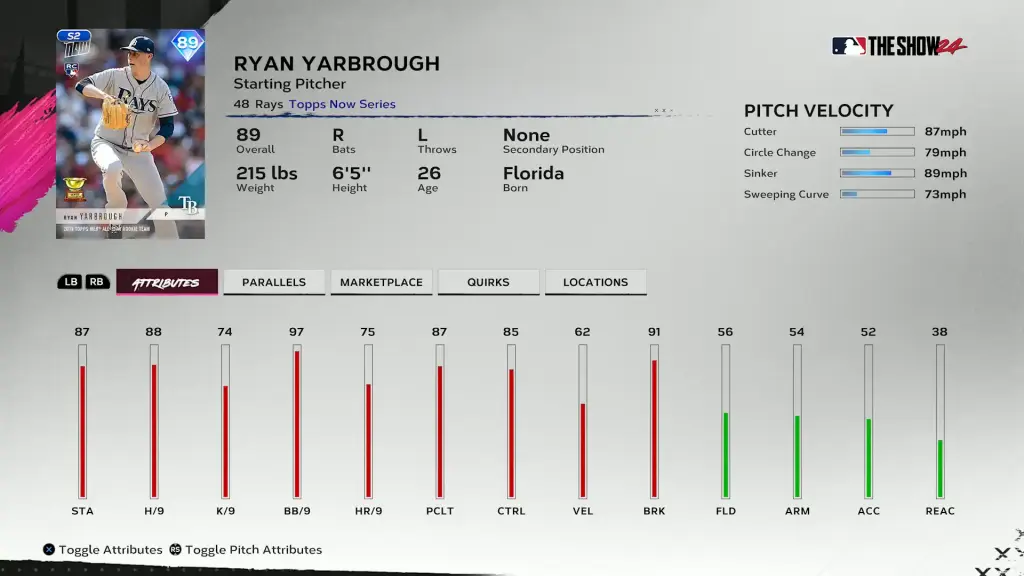 Topps Now Ryan Yarbrough - Team Affinity Season 2 Chapter 1