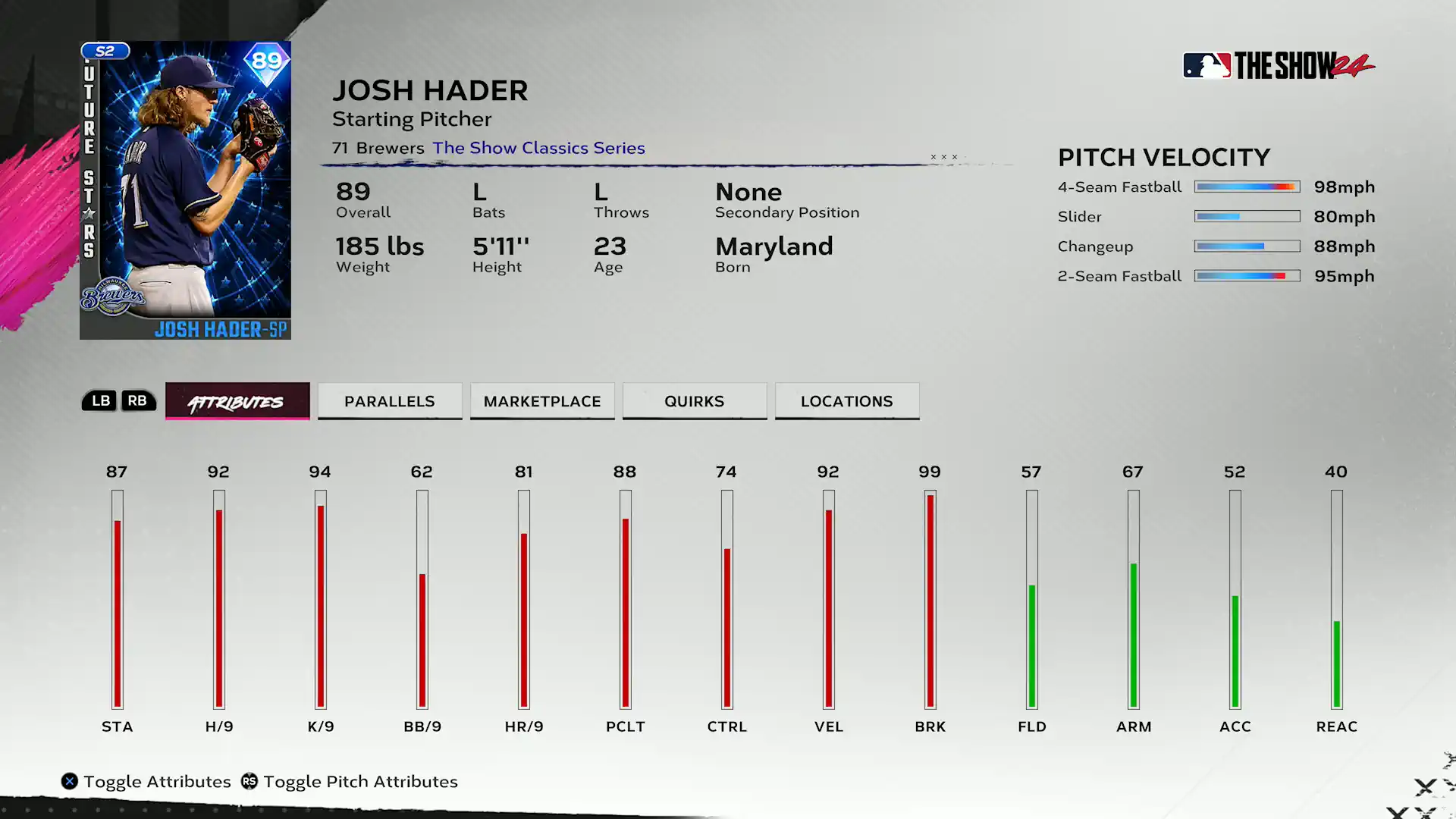 The Show Classics Josh Hader - Team Affinity Season 2 Chapter 1