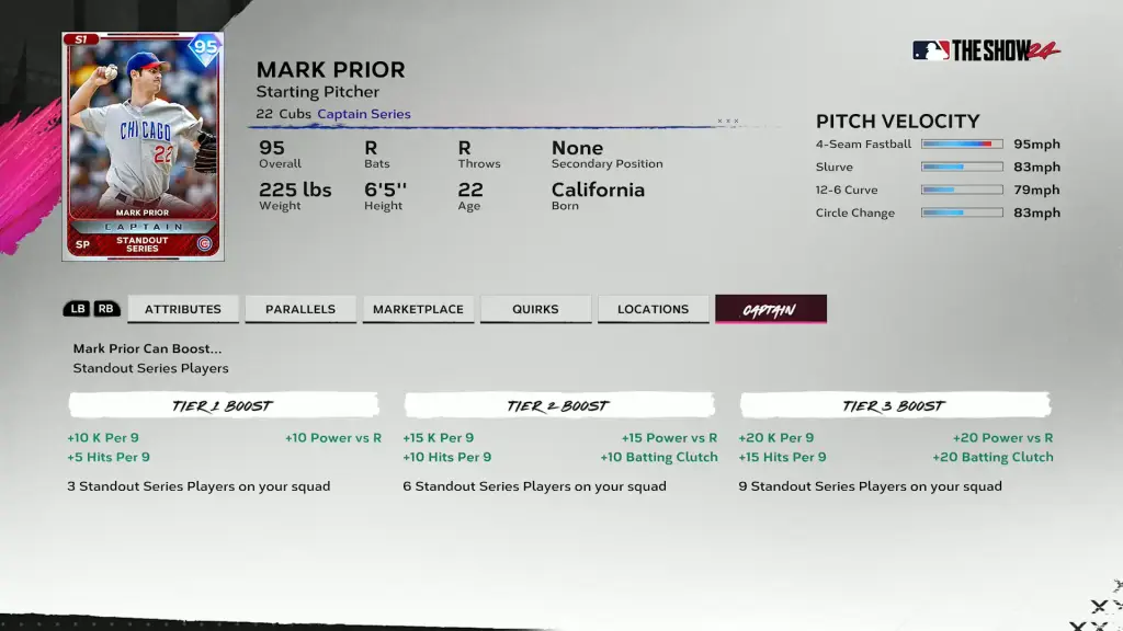 Mark Prior Captain Boosts - MLB The Show 24