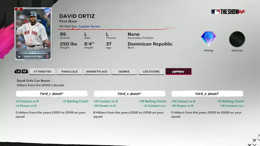 David Ortiz Captain Boosts - MLB The Show 24