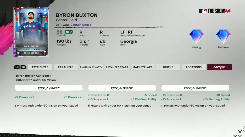 Low Vision Captain Byron Buxton